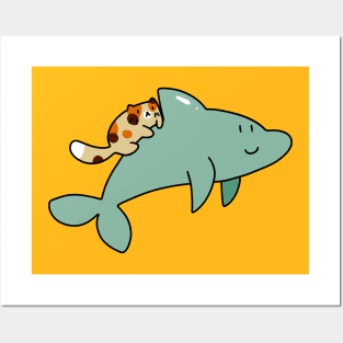 Dolphin and Calico Cat Posters and Art